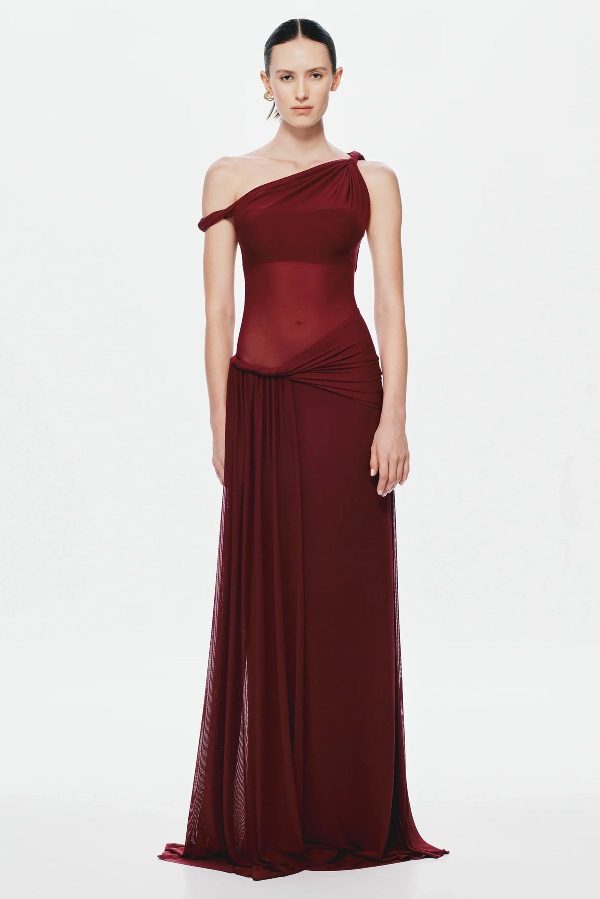 Misha Sisal Mesh Maxi Dress - Port